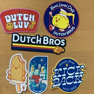 Set of 6 rare hard to find dutch bros stickers, Arizona, Christmas Halloween